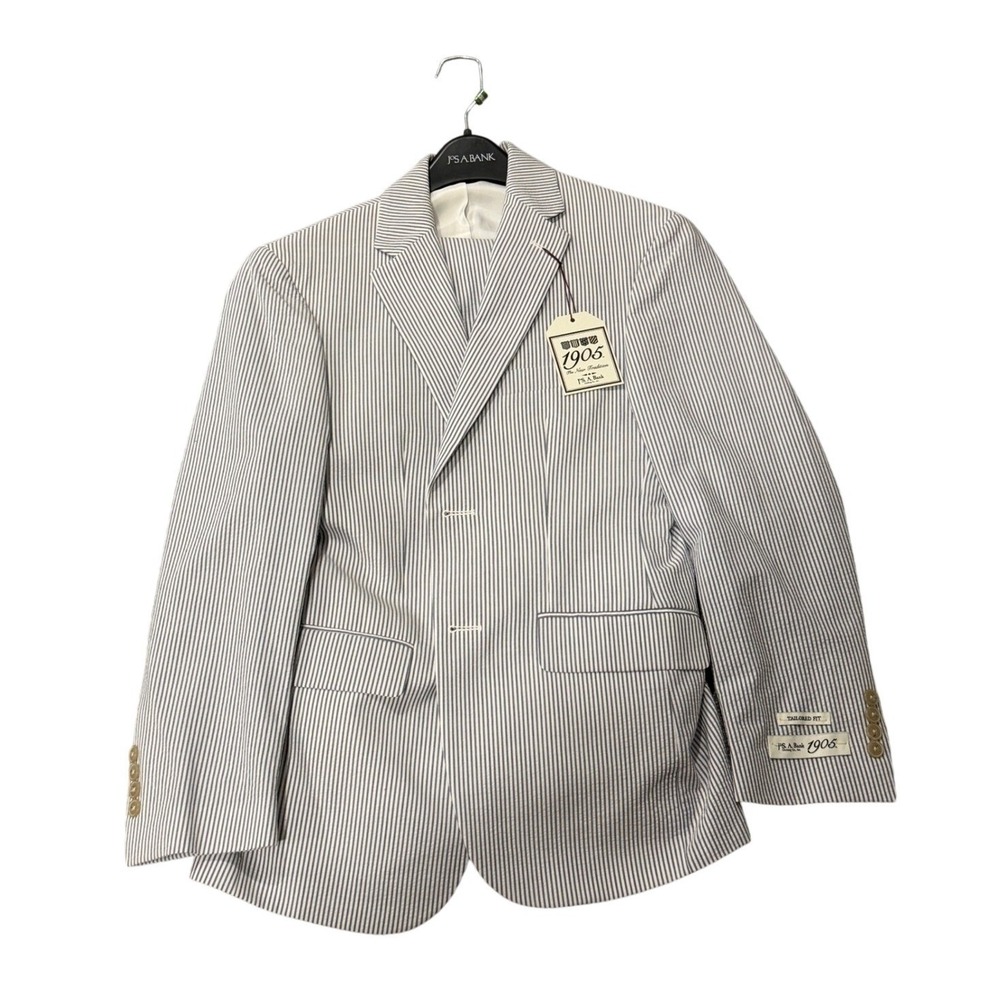 JOS A BANK 1905 Mens Spring Seersucker Stripe Blazer And Pants Suit Set 36S‎ 30W